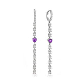 Falling Silver Hoop, White Rhodium, Natural Amethyst + Give Joy Gift